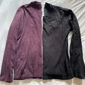 Uniqlo Purple and Black Long Sleeve Shirts